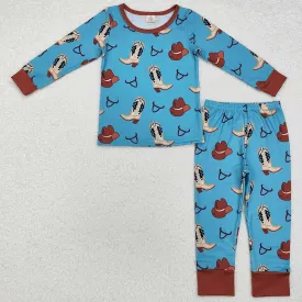 Baby Boys Pajamas Western Boots Hats Bamboo Pajamas Sleepwear Sets BLP0872