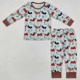 Baby Boys Pajamas Western Cows Farm Bamboo Pajamas Sets BLP0829