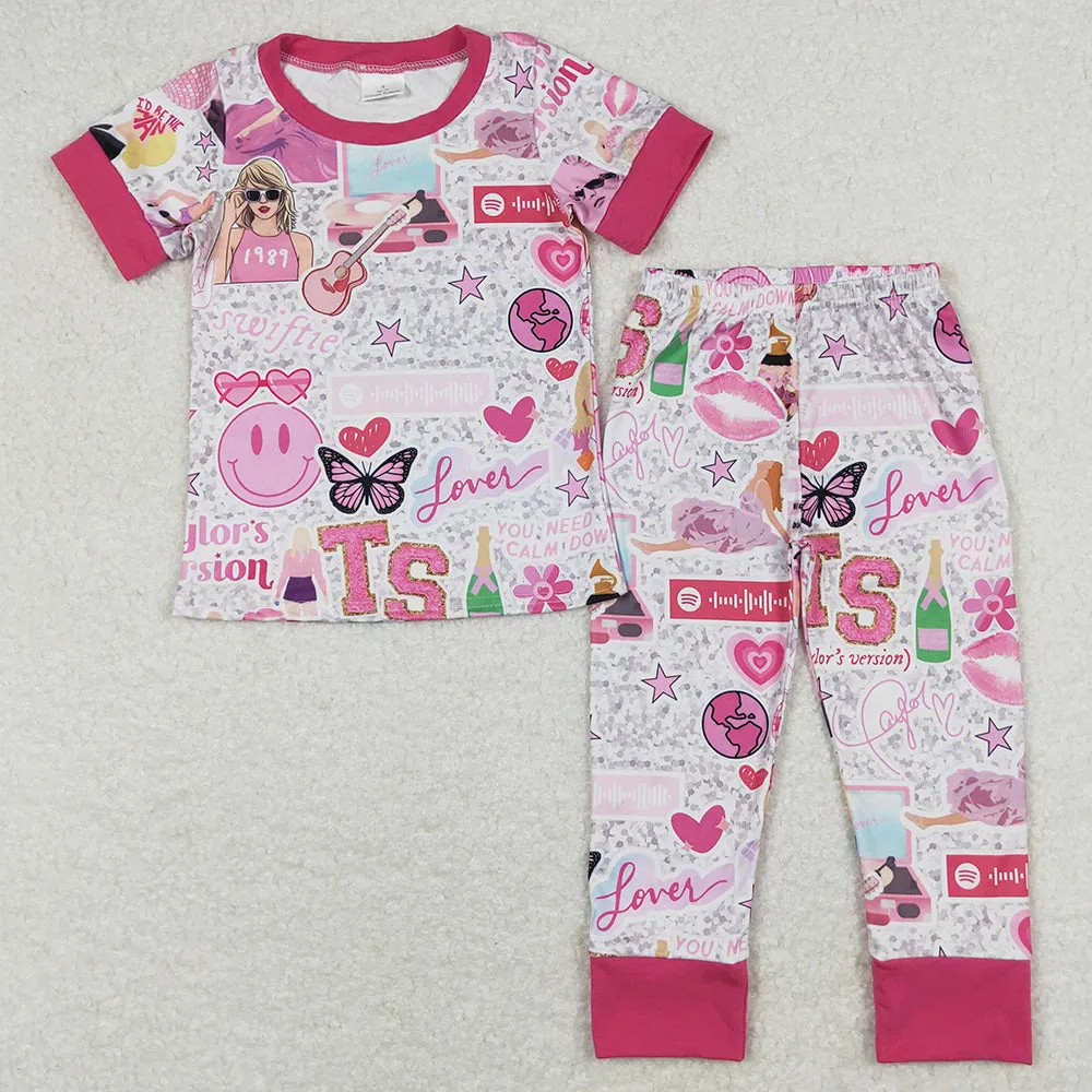 Baby Girls Clothes Pink Shirt Top Pants Pajamas Sets GSPO1427