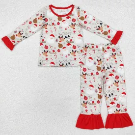 Baby Girls Pajamas Christmas Santa Claus Deer Bamboo Pajamas Sleepwear Sets GLP1508