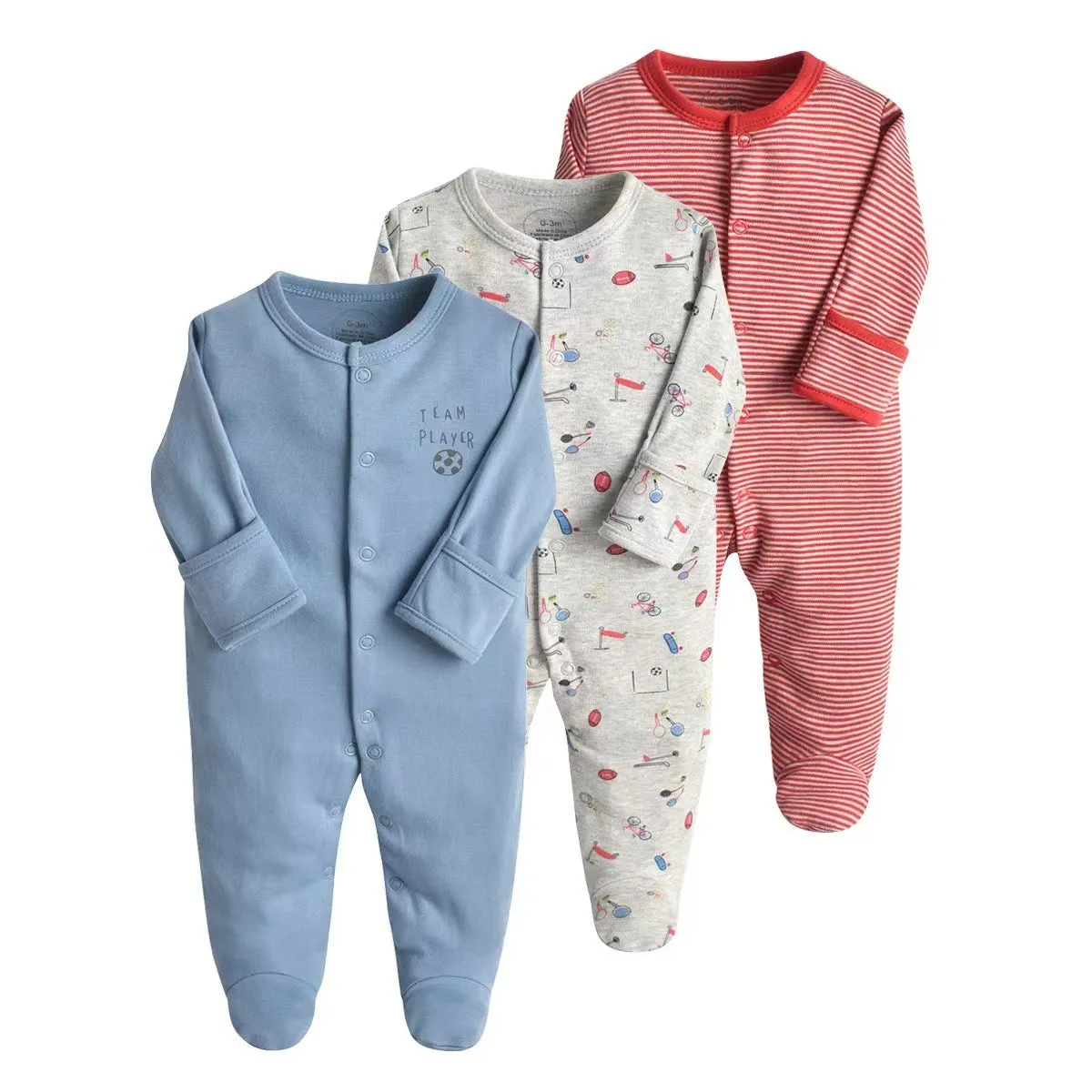 Baby Neutral 3-Pack Cotton Footed Sleep and Play