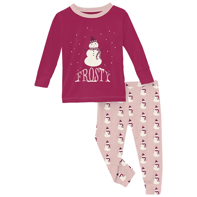 baby rose snowman ls graphic pajama set