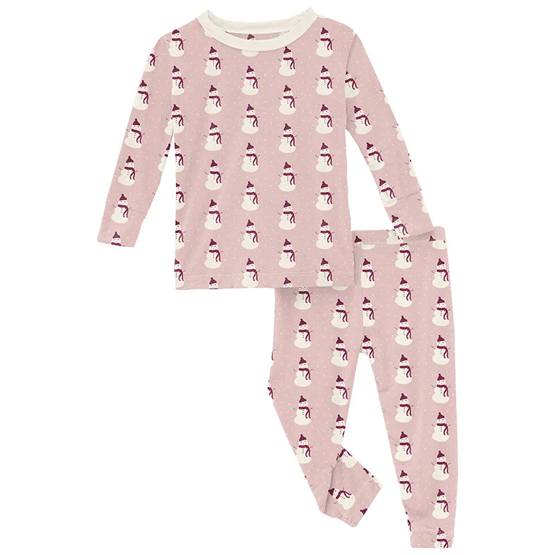 baby rose snowman ls pajama set