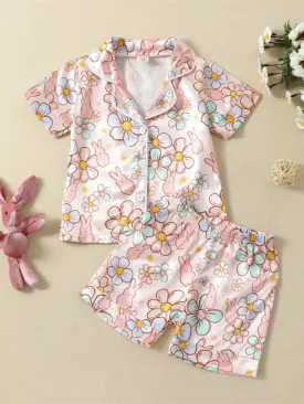 Blooming Dreams Flower Print Short Sleeve Pajama Set