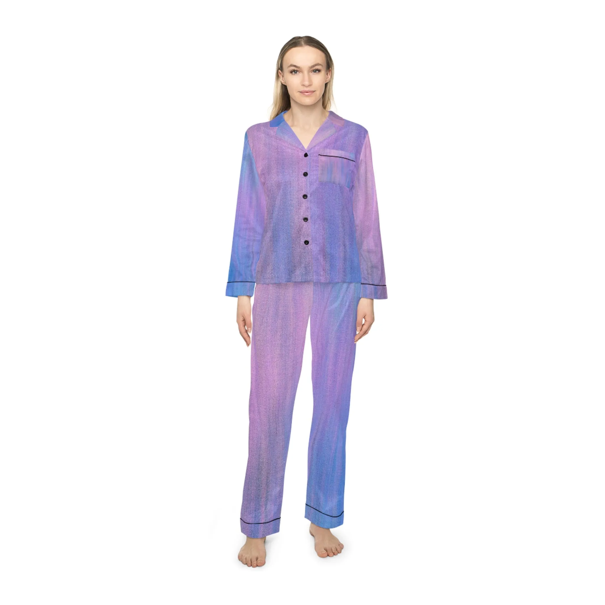 Blue & Purple Metalic - Inovax Women's Satin Pajamas