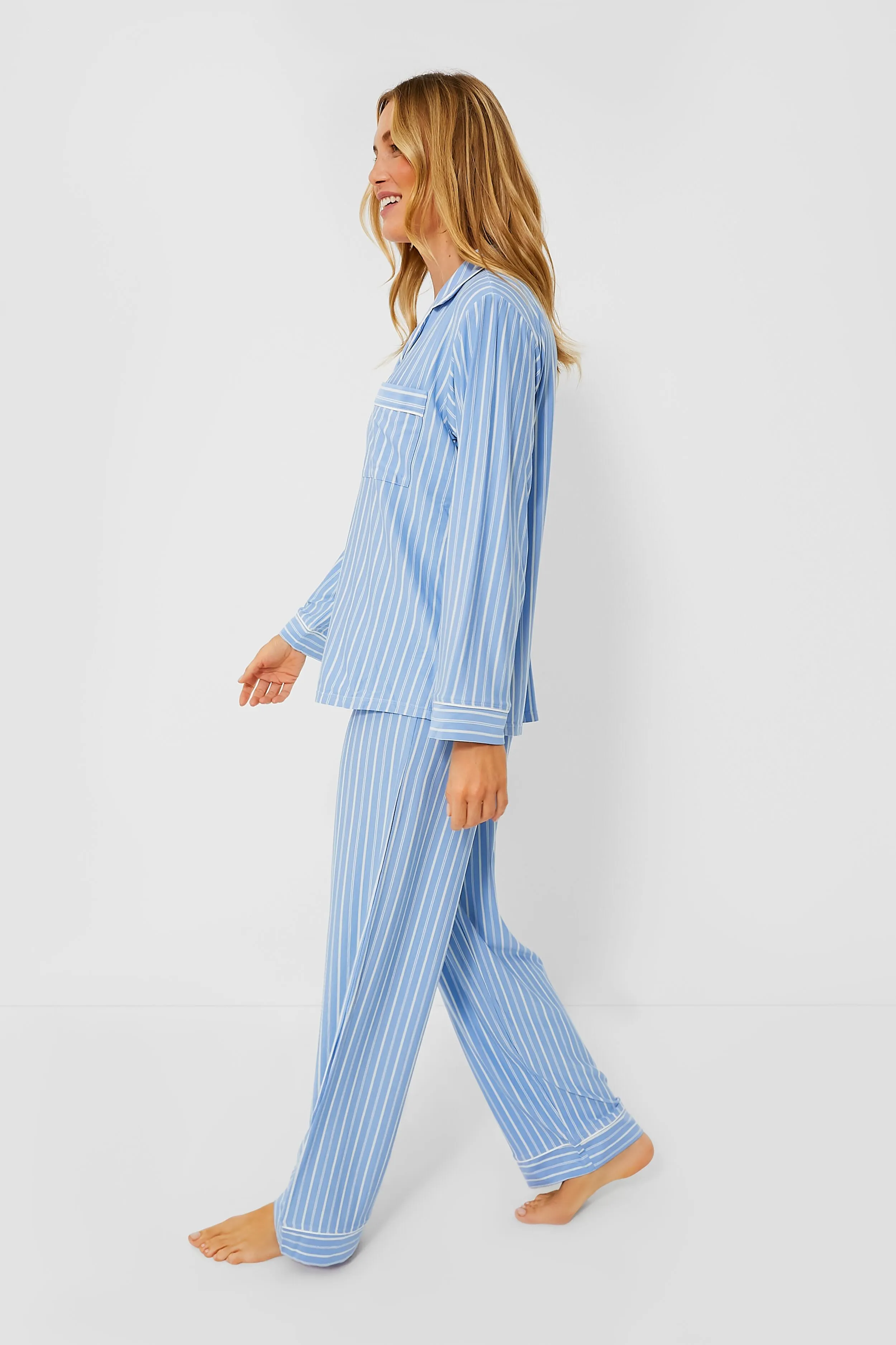 Blue Ivory Gisele Printed The Tencel Modal Long PJ Set