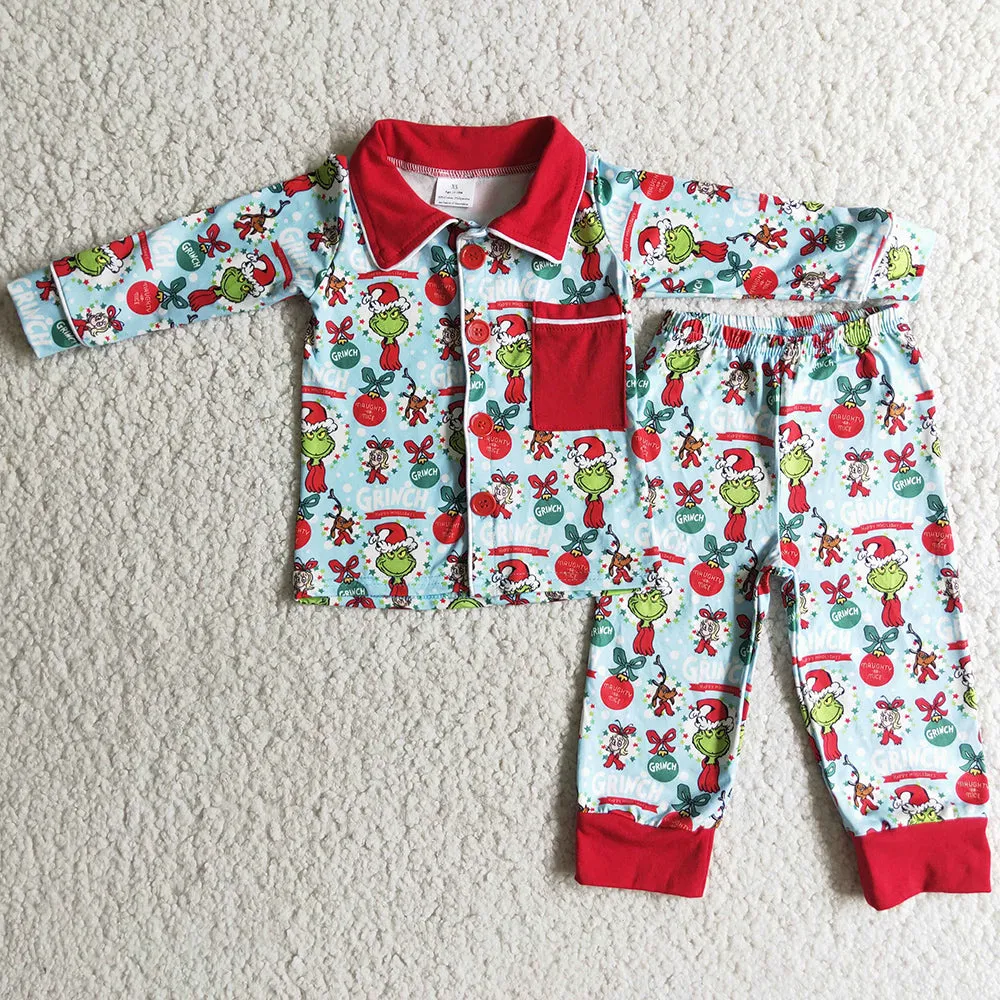 Boutique Boys Sleepwear Christmas Baby Kids Boys Pajamas Set High Quality 6 C11-17