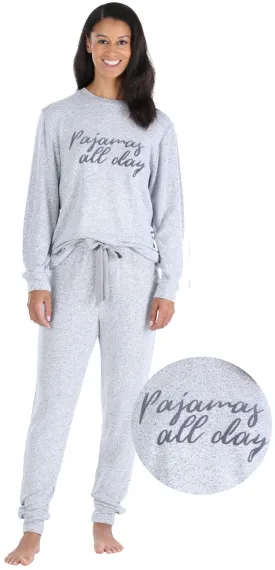 bSoft Women’s Slouchy Lightweight Soft Knit Pullover and Jogger Pants Pajama Set