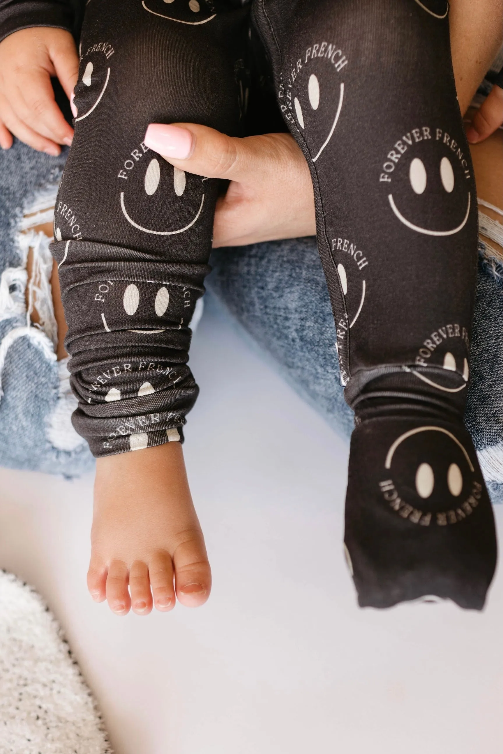 Charcoal & White FF Smile | Bamboo Zip Pajama