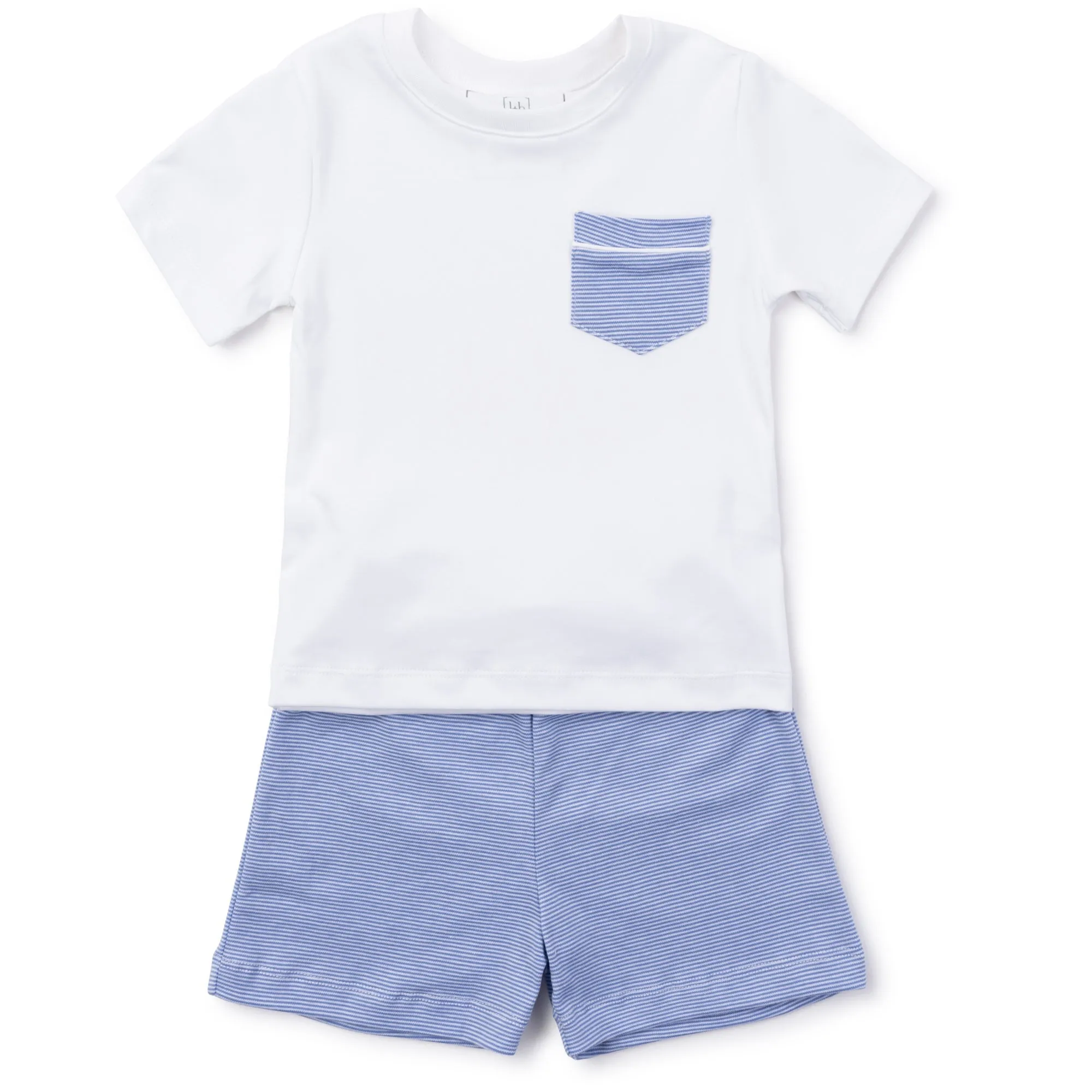 Charles Boys' Pima Cotton Short Set - Blue Stripes