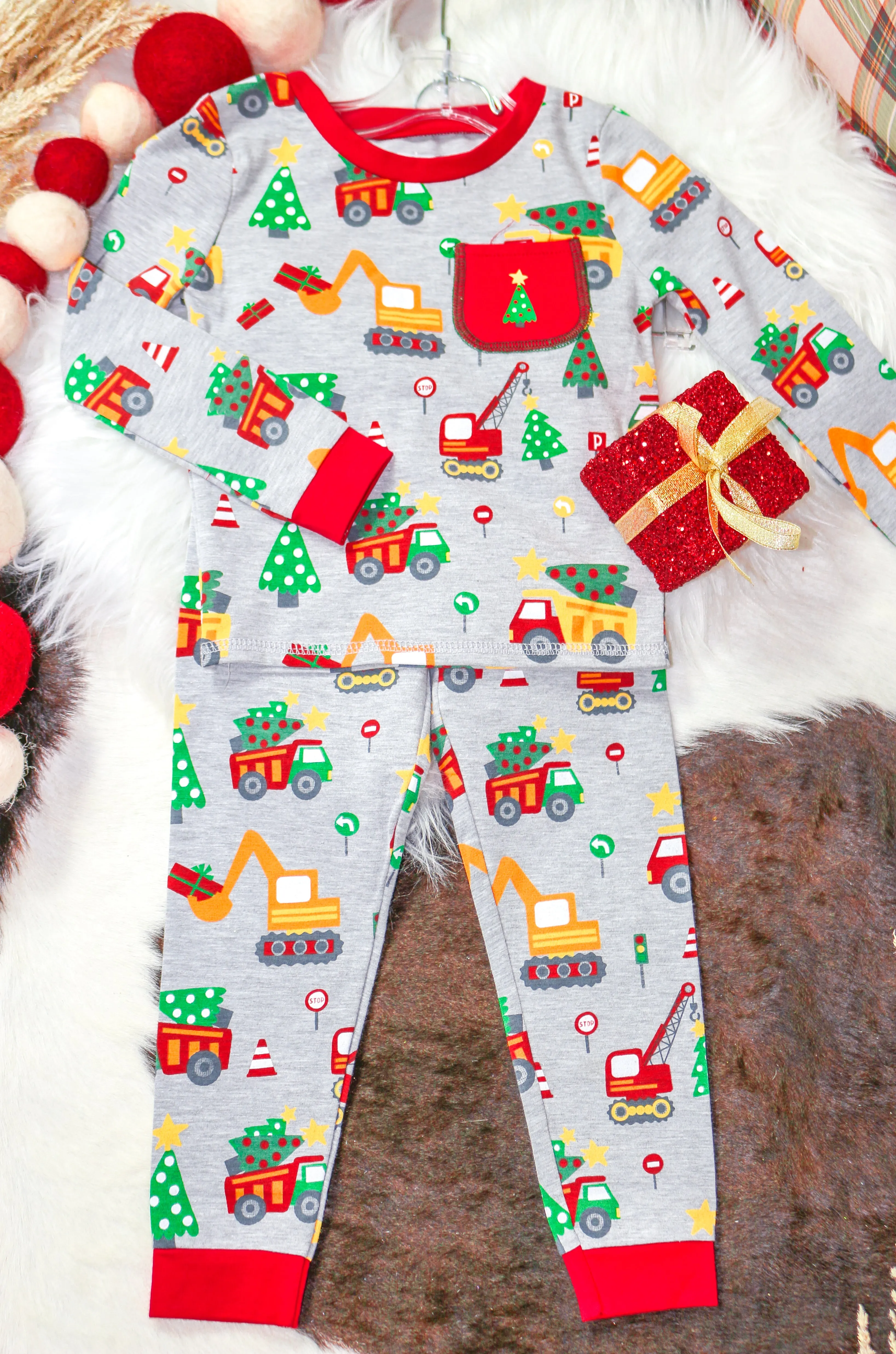 Christmas Truck Construction Toddler Pajamas