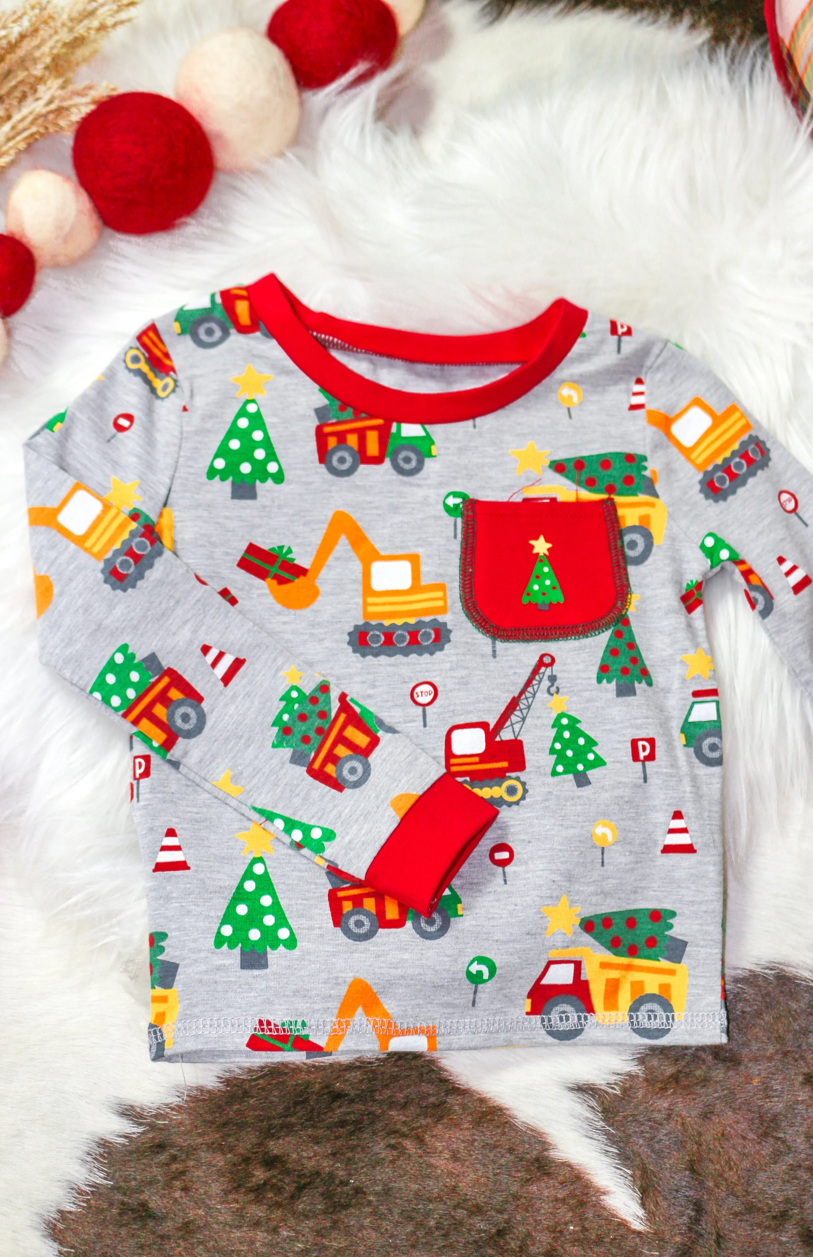 Christmas Truck Construction Toddler Pajamas