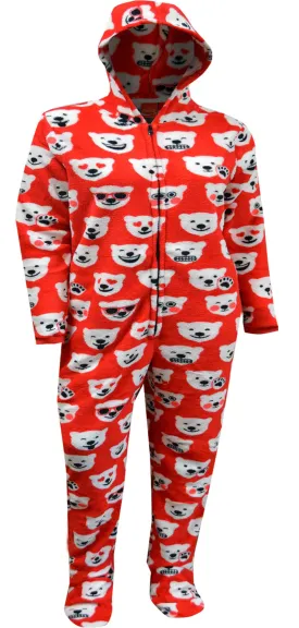 Coca-Cola Coke Polar Bear Emoji One Piece Hooded Footie Pajama