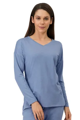 Cotton Blend Long Sleeves Sleep T-shirt - Tempest