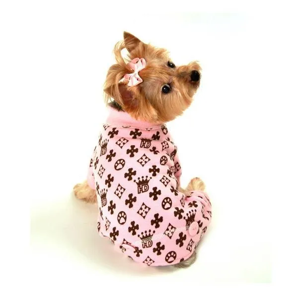 Cotton Fleece Dog Pajama - Crown Pink