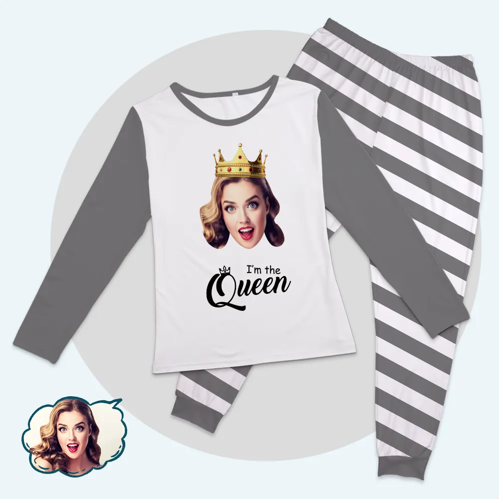 Custom Face Pajamas Set King And Queen Matching Pajamas-I'm The Queen