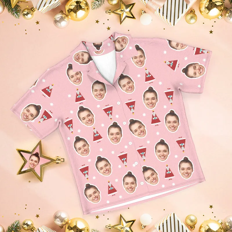 Custom Pink Face Pajamas Cute Santa Claus Pajamas