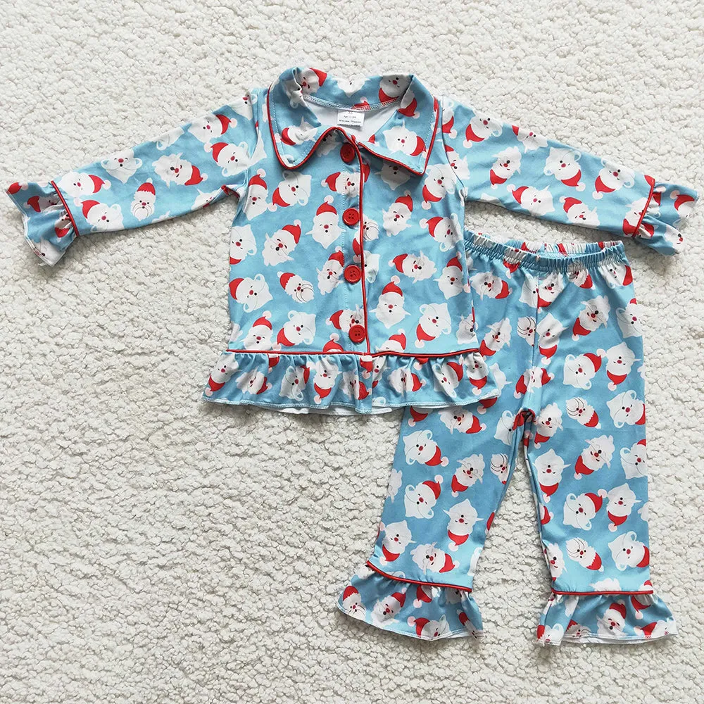 Cute Baby Girls Pajamas Long Sleeve Sleepwear Christmas Kids Sibling Pajamas Set Girls Nightgown 6 B6-22