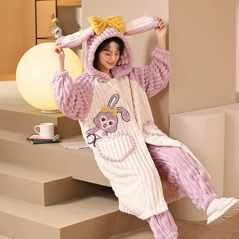 Cute Hooded Robe Winter Pajamas