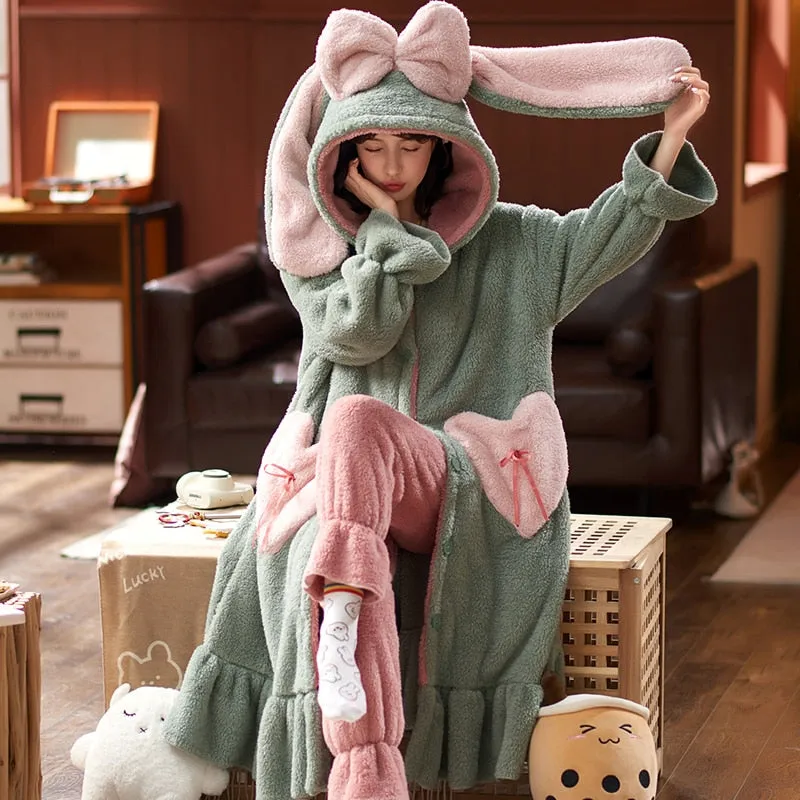 Cute Hooded Robe Winter Pajamas