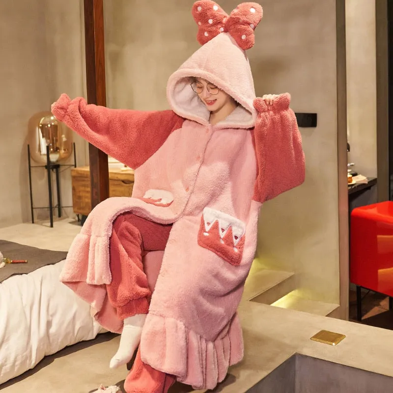 Cute Hooded Robe Winter Pajamas