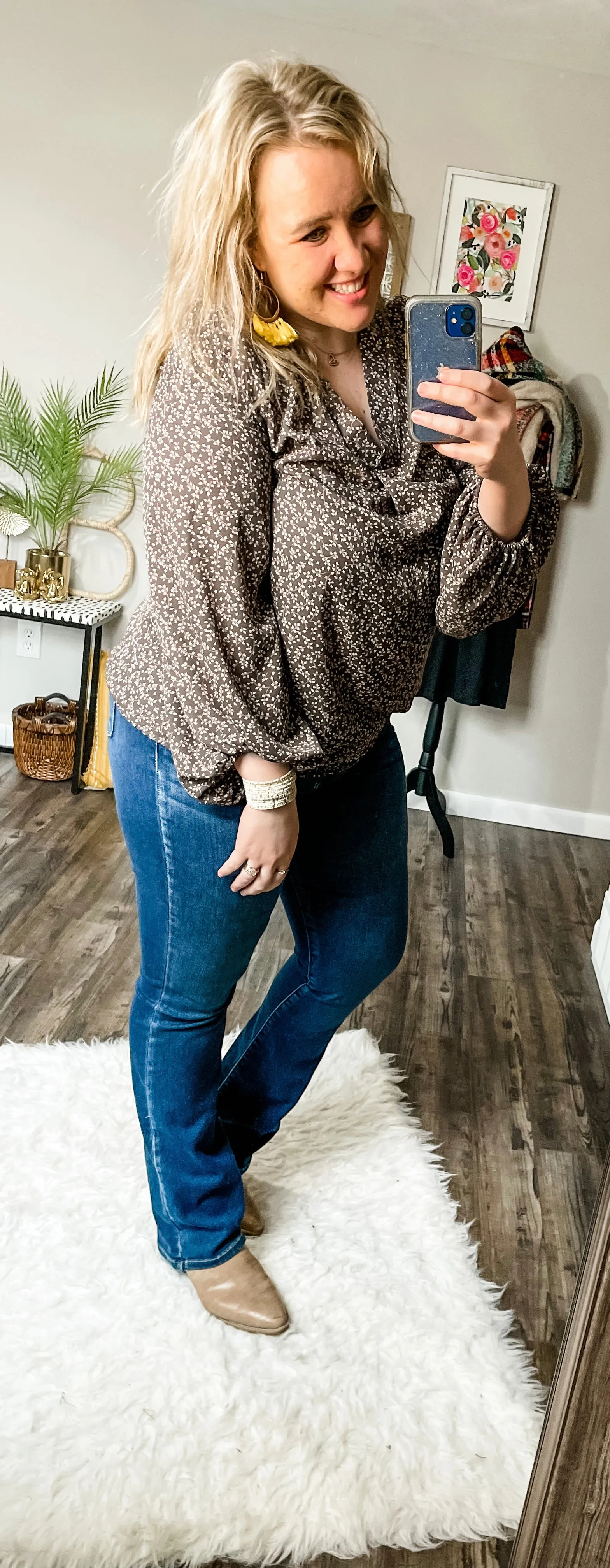 Dark mauve floral blouse