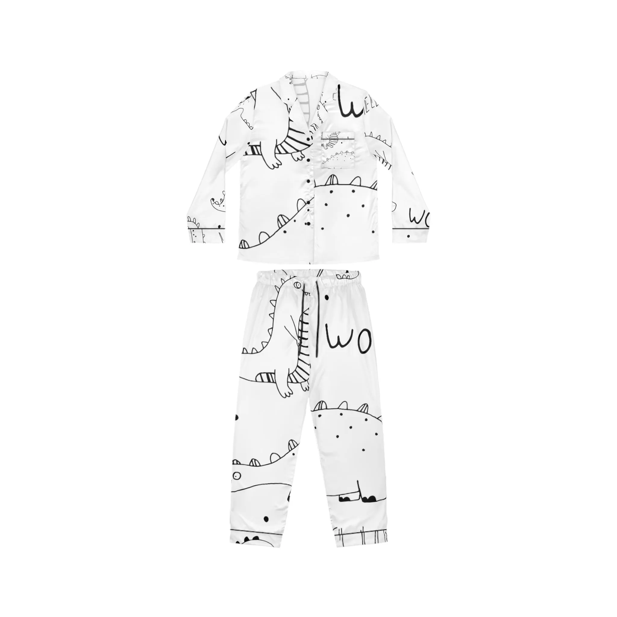 Doodle Dinosours - Inovax Women's Satin Pajamas