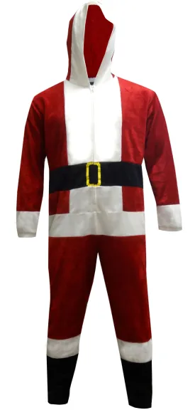 Dress Like Santa Fleece Men's Onesie Hooded Pajama Size Small