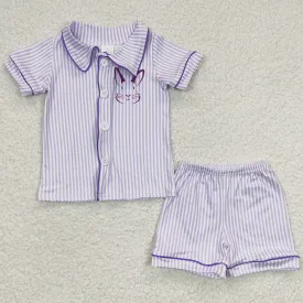 Easter Baby Boy Pajamas Purple Bunny Print Cute Boys Sleepwear Set BSSO0105 GSSO0144