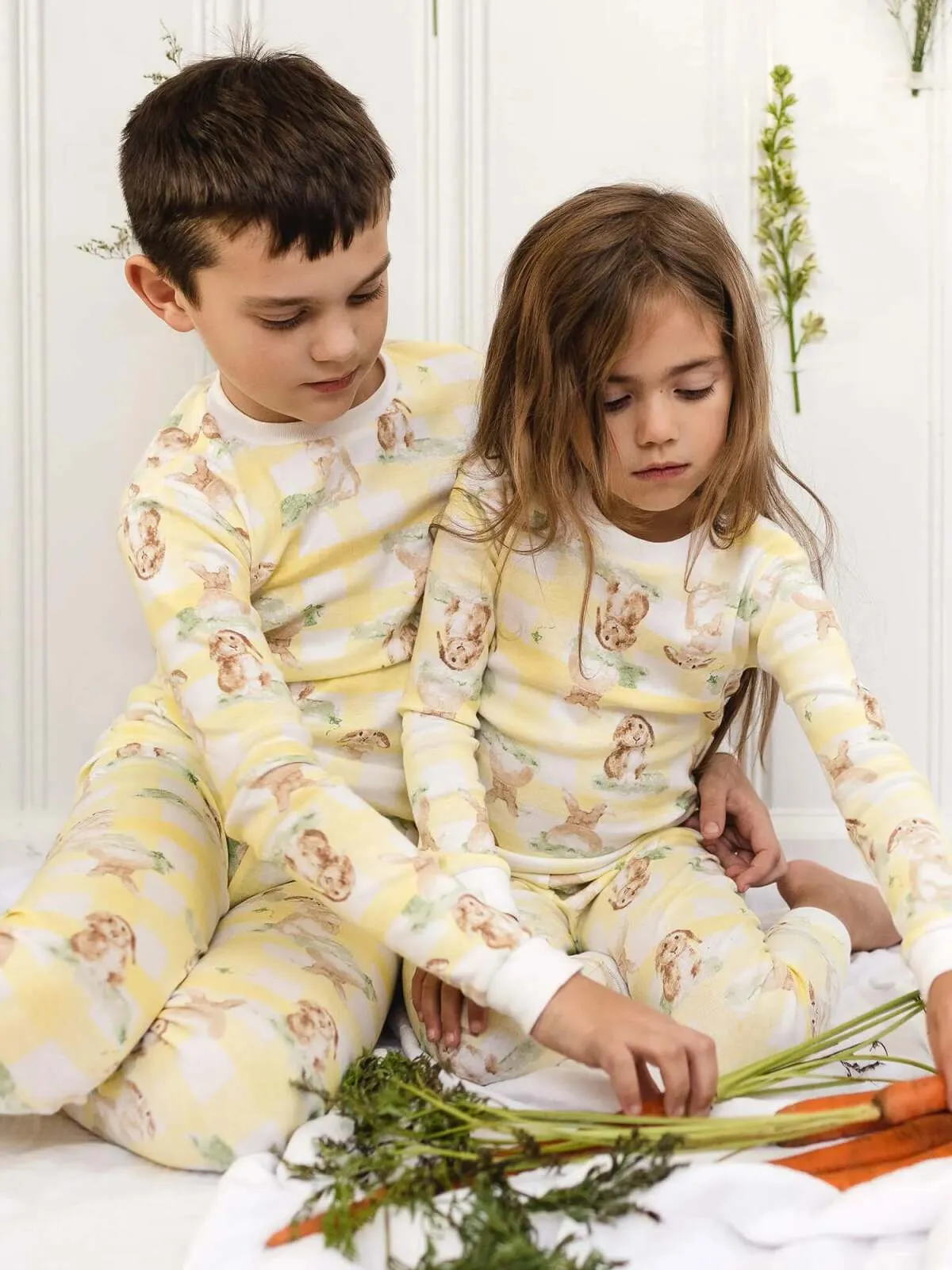 Easter Organic 2-Piece Pajama Set, Bunny Plaid