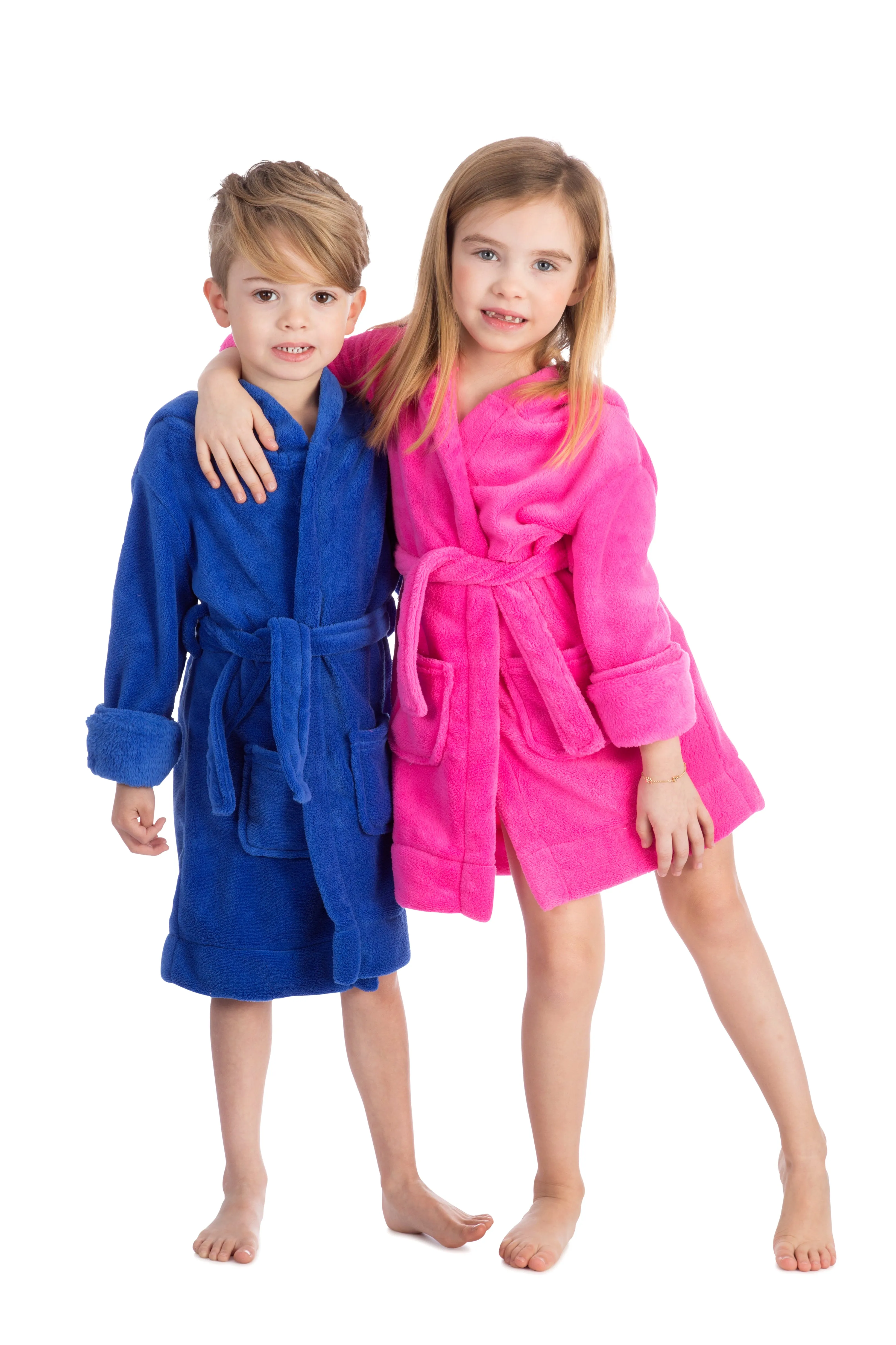 Elowel Boys Girls Hooded Childrens Fleece Sleep Robe Multiple  Colors  Size 2 Toddler -14Y