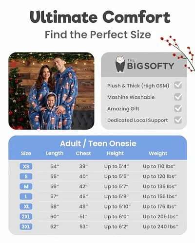 Family Christmas Onesies Adult & Kids - Christmas Onesies Women Pajamas - Christmas Kid & Adult Onesie Pajamas for Women/Men/Kids, Fleece Onesies for Women, Teens/Adult PJs - Blue Reindeer (Adult 2XL)