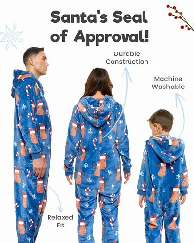 Family Christmas Onesies Adult & Kids - Christmas Onesies Women Pajamas - Christmas Kid & Adult Onesie Pajamas for Women/Men/Kids, Fleece Onesies for Women, Teens/Adult PJs - Blue Reindeer (Adult 2XL)