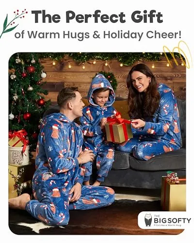 Family Christmas Onesies Adult & Kids - Christmas Onesies Women Pajamas - Christmas Kid & Adult Onesie Pajamas for Women/Men/Kids, Fleece Onesies for Women, Teens/Adult PJs - Blue Reindeer (Adult 2XL)