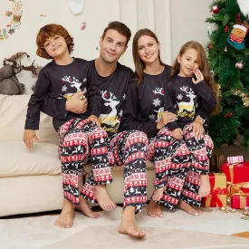 Family Matching Pajama Set with Moose Monogrammed Antler Print