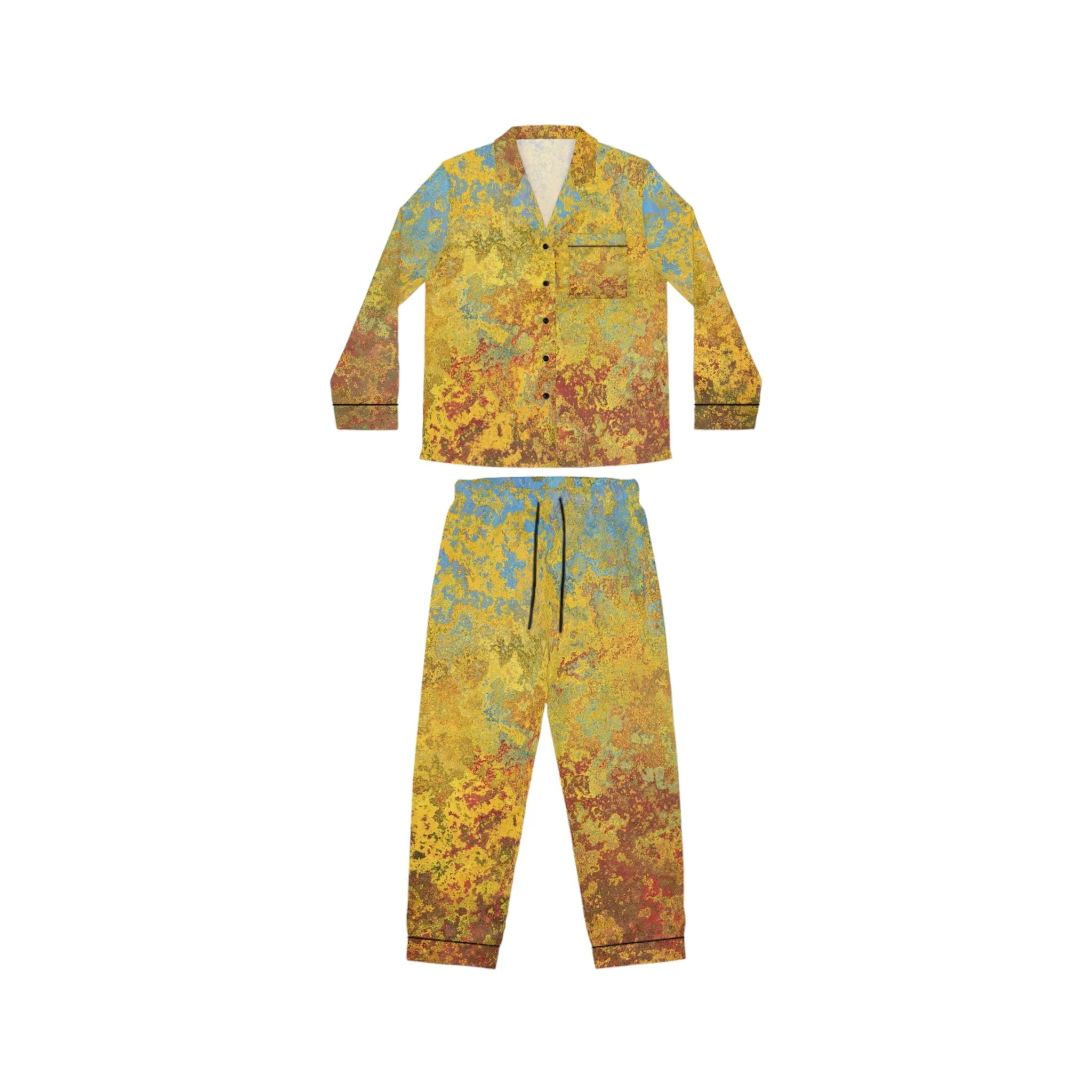 Gold and blue spots - Inovax Women's Satin Pajamas