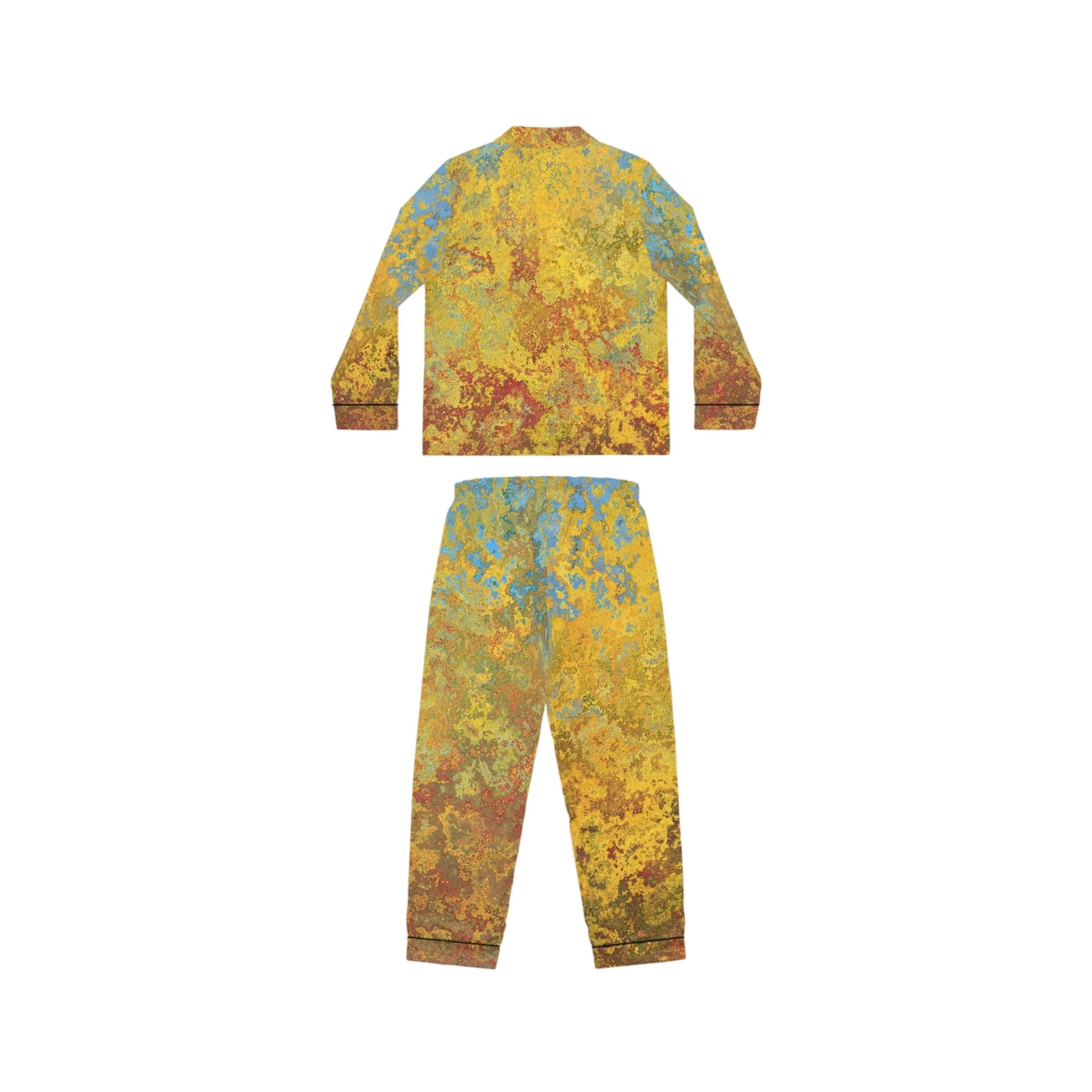 Gold and blue spots - Inovax Women's Satin Pajamas