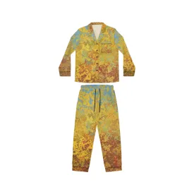 Gold and blue spots - Inovax Women's Satin Pajamas