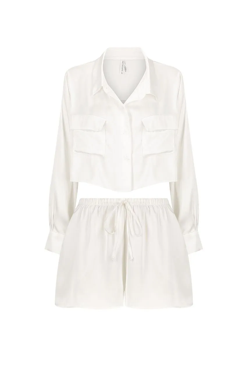 Gracie Shirt Short Set Ivory