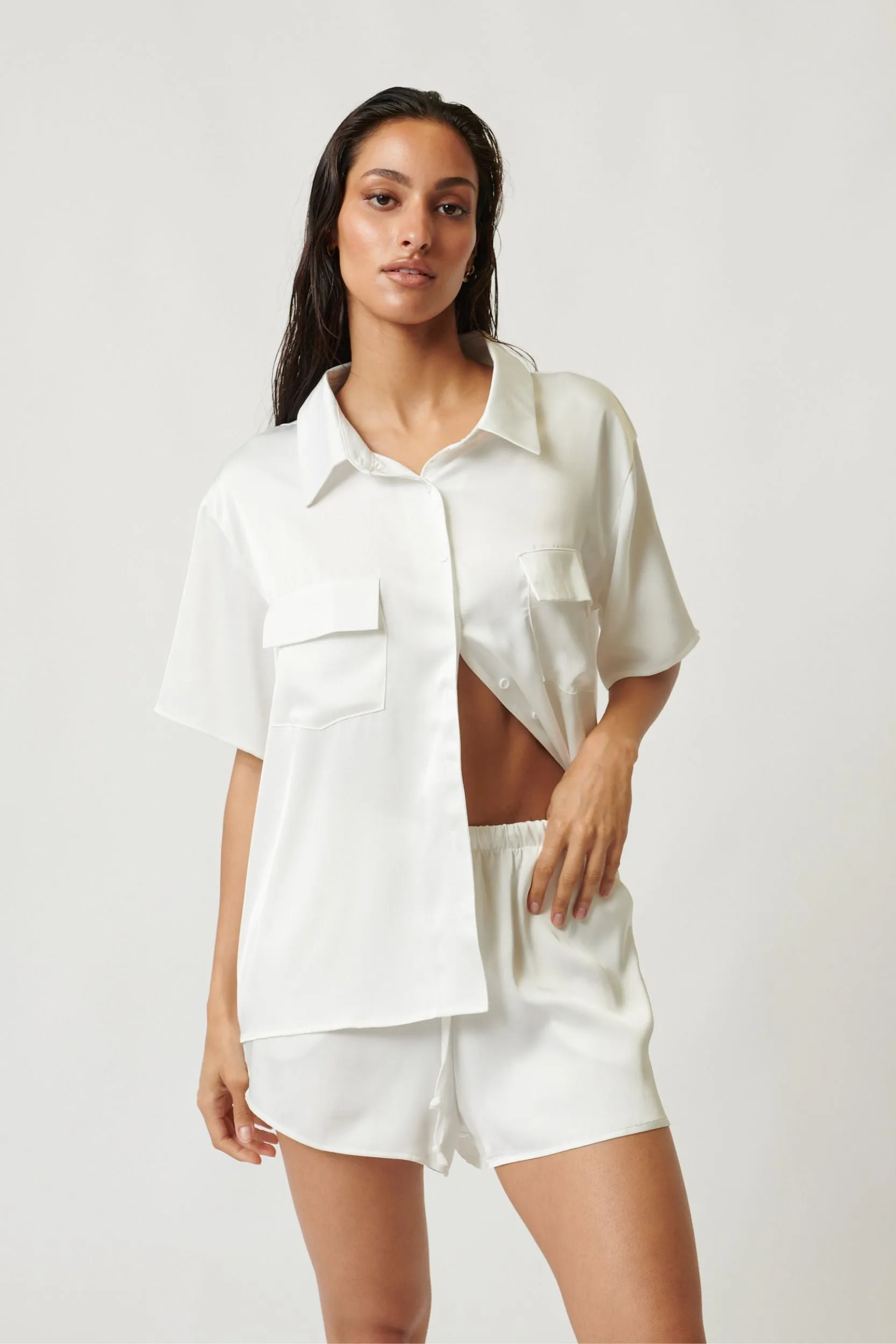 Gracie Short Sleeve Short Set Ivory