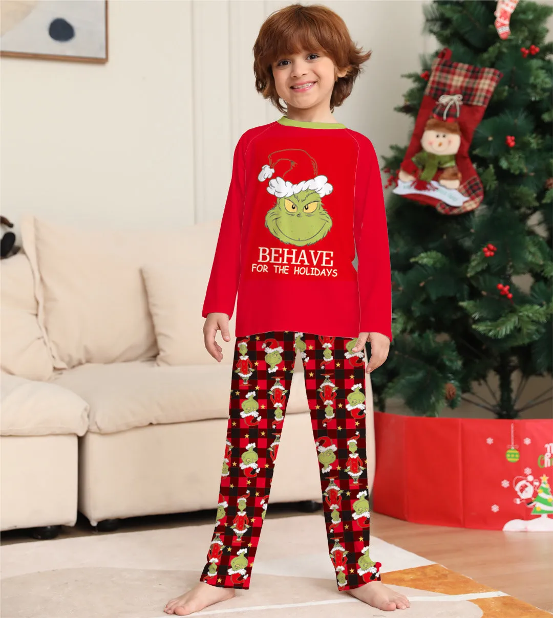 Grinch Behave For The Holidays Family Matching Christmas Pajamas Sets