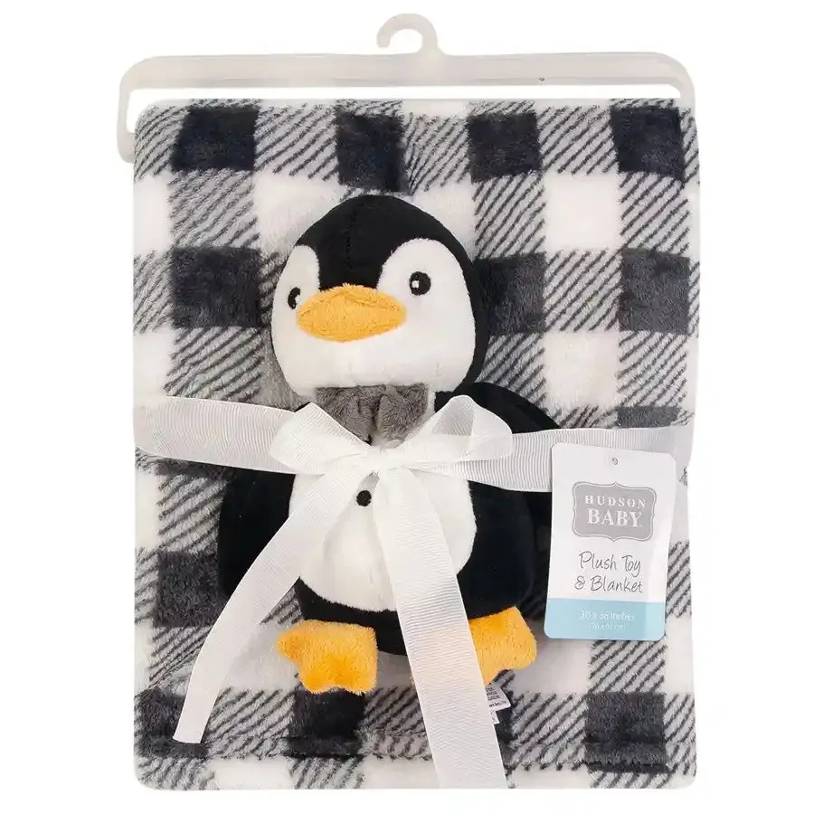 Hudson Baby Plush Blanket And Toy - Mr Penquin