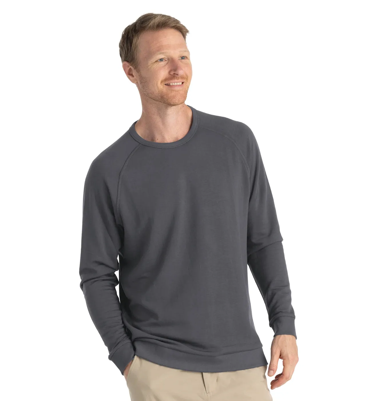 Men's Bamboo Lightweight Fleece Crew - Black Sand