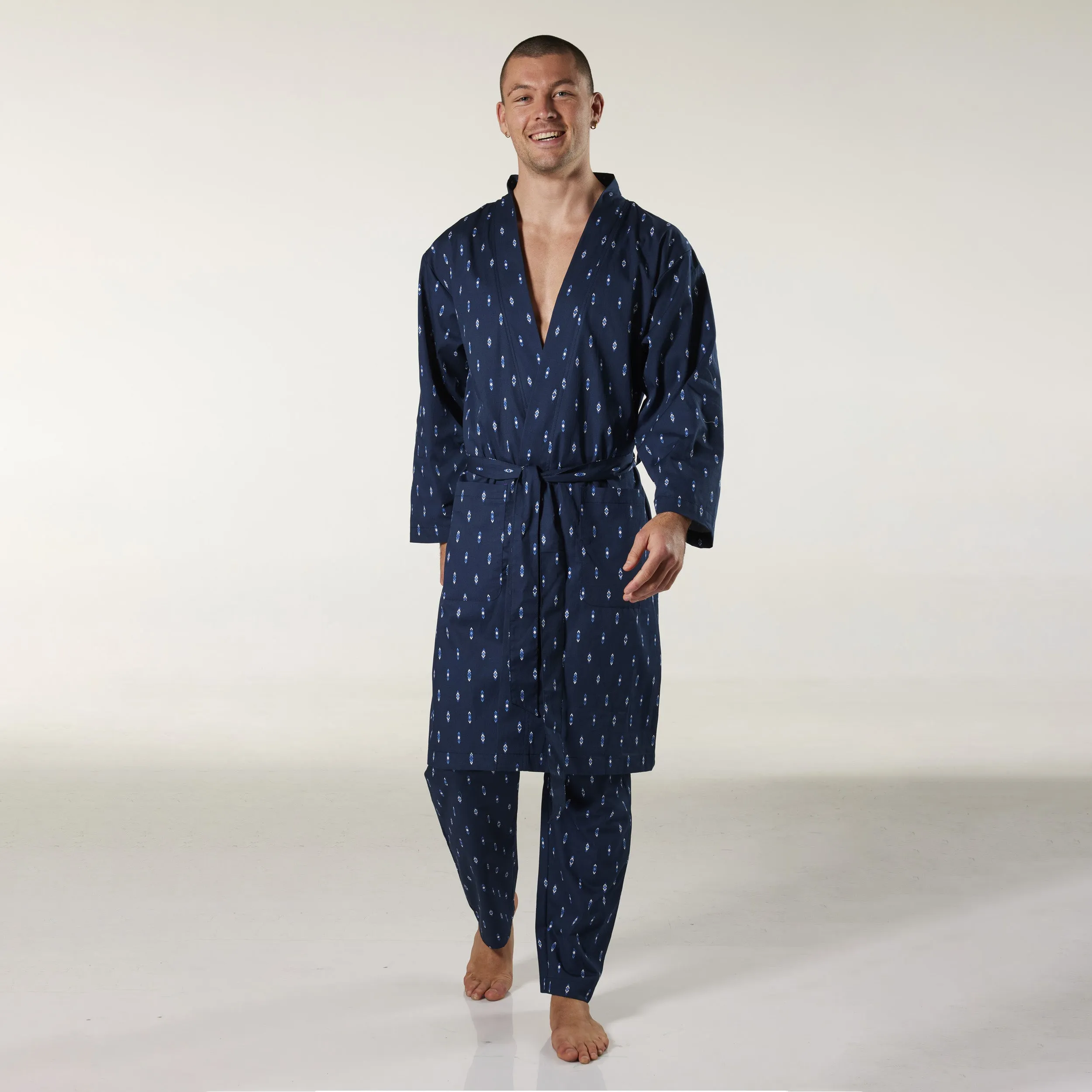 Men's Flint Cotton Robe - Navy