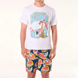 Men's Surfin' Koala & Roo Cotton Pyjama Set - White