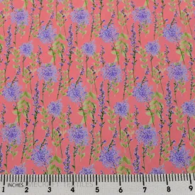 Peach Lavender Branch Floral Cotton Print