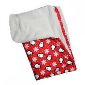 Penguins & Snowflakes Flannel/Ultra-Plush Blanket - Red