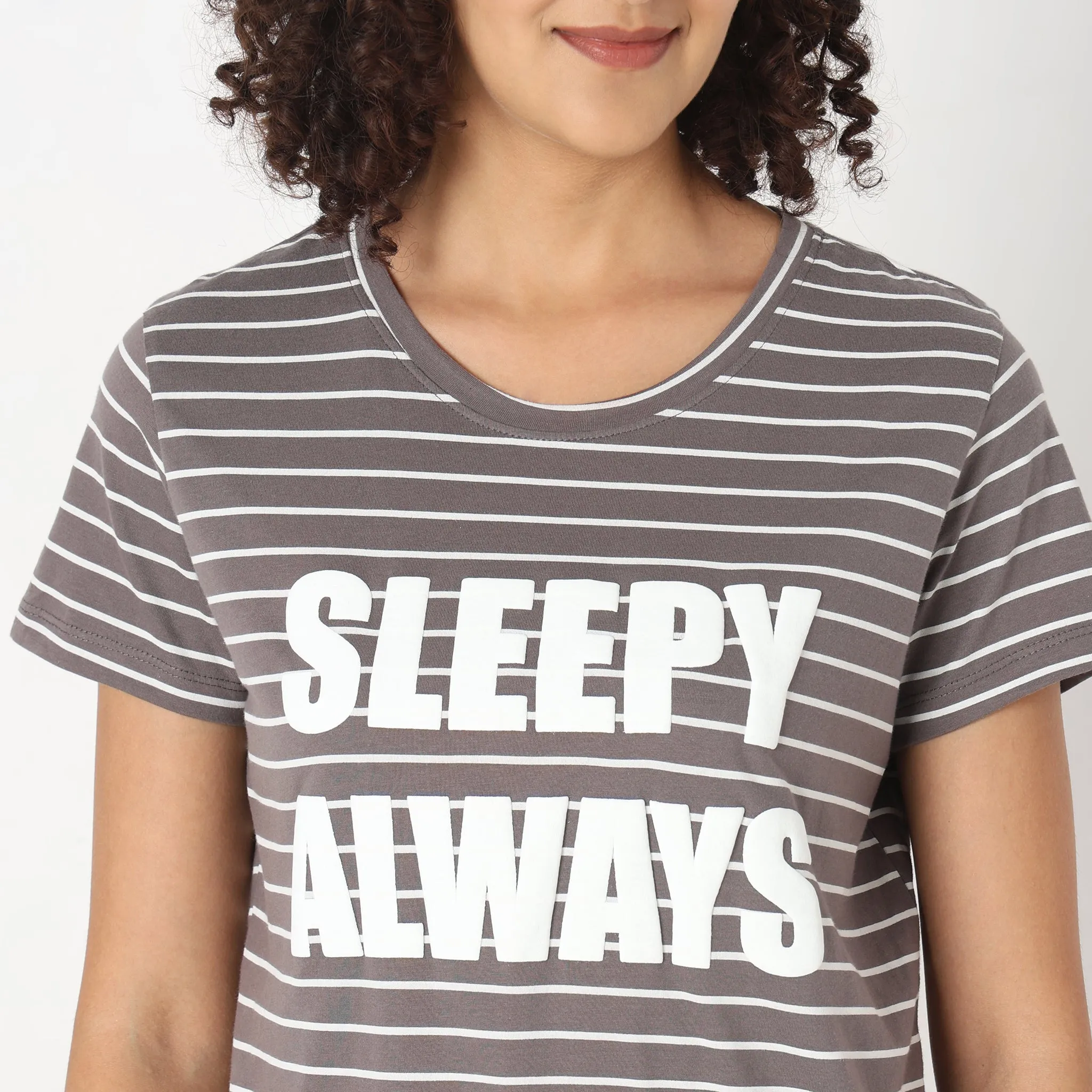 Regular Fit Striped Sleepwear Lounge Top