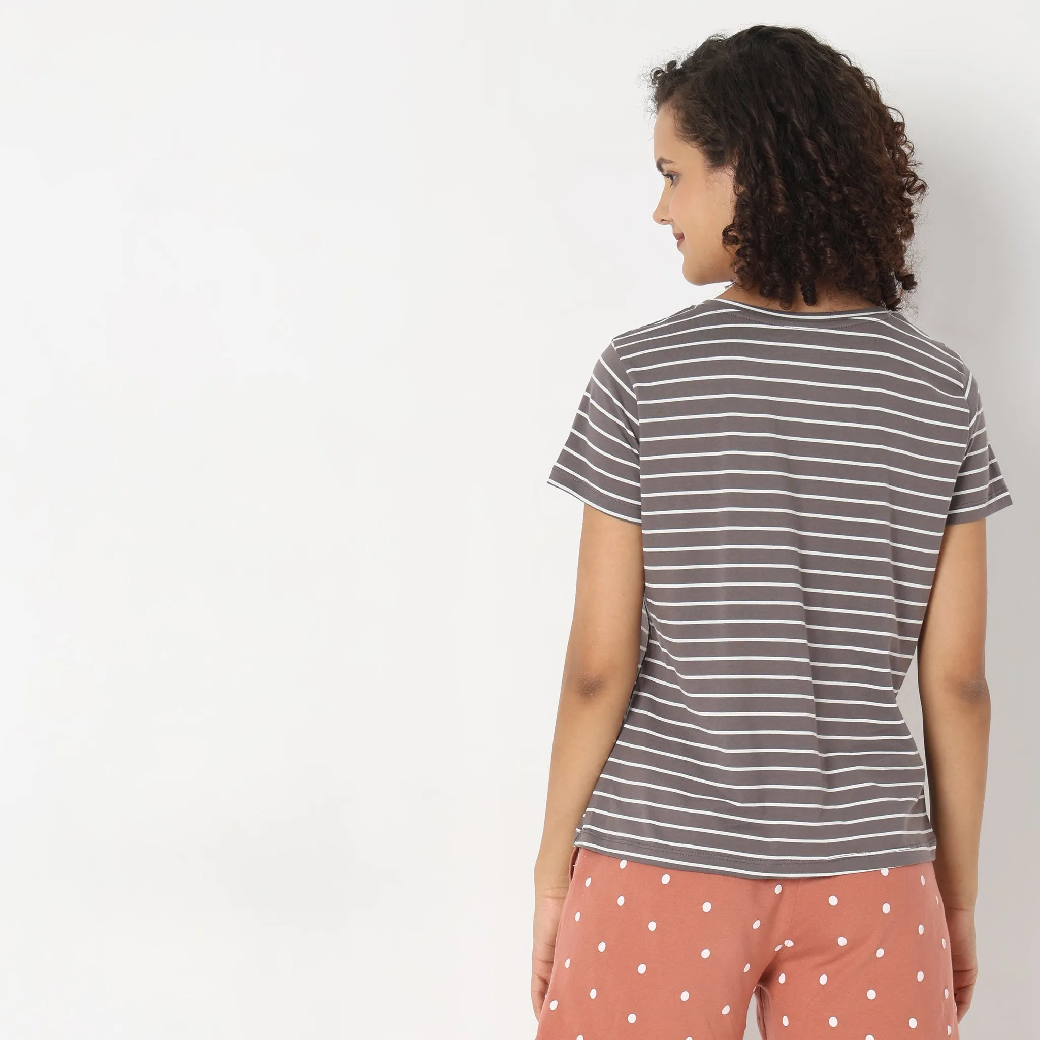 Regular Fit Striped Sleepwear Lounge Top