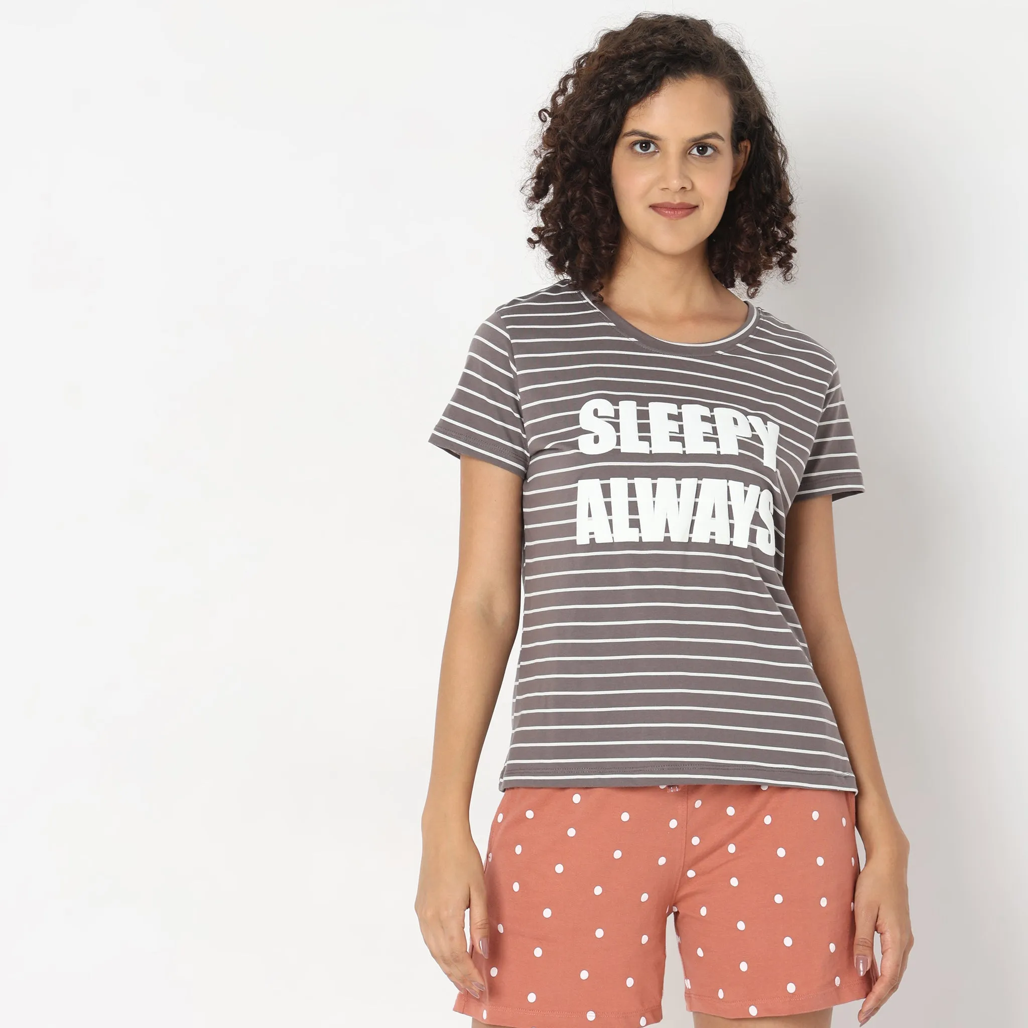 Regular Fit Striped Sleepwear Lounge Top